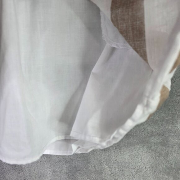 Womens Cynthia Rowley Brown & White Striped 100% Linen Skirt Lined Size 8 - Picture 2 of 8